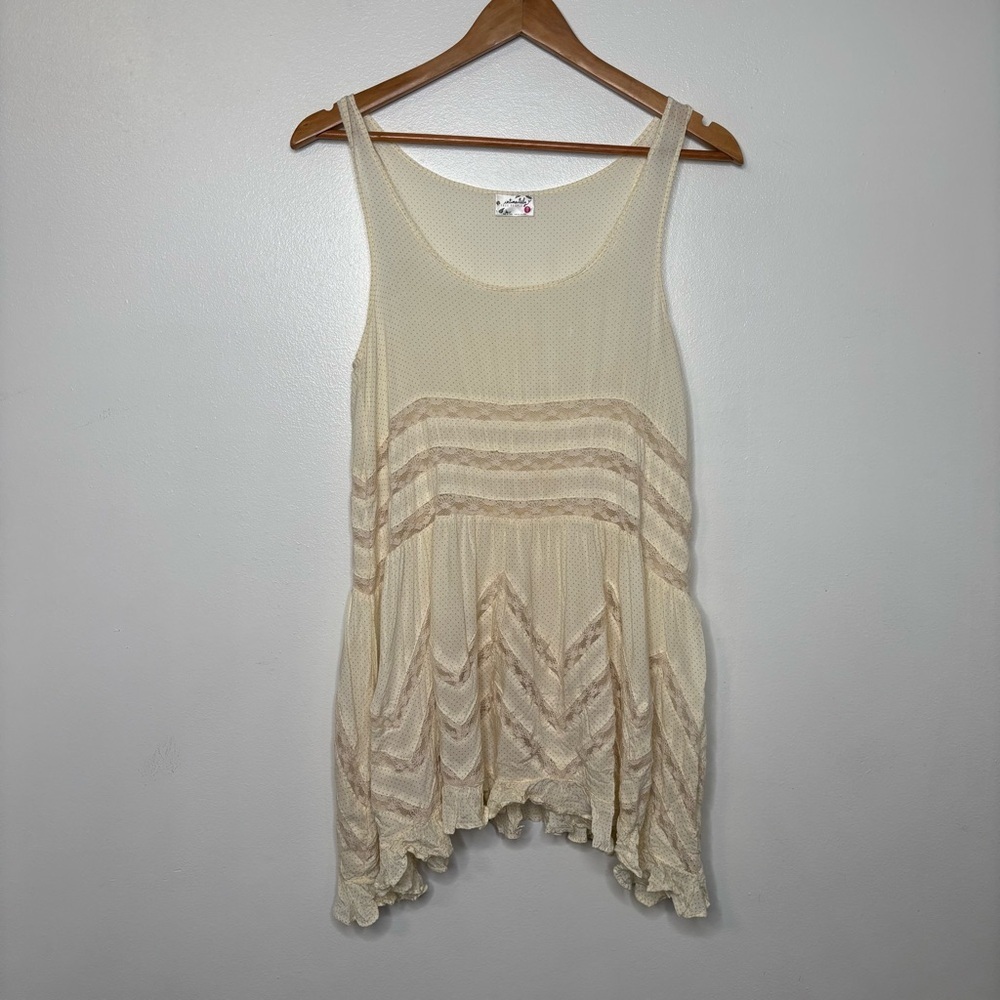 Free People Intimately Cream Lace Trapeze Slip Tunic Mini Dress Wmns Xs